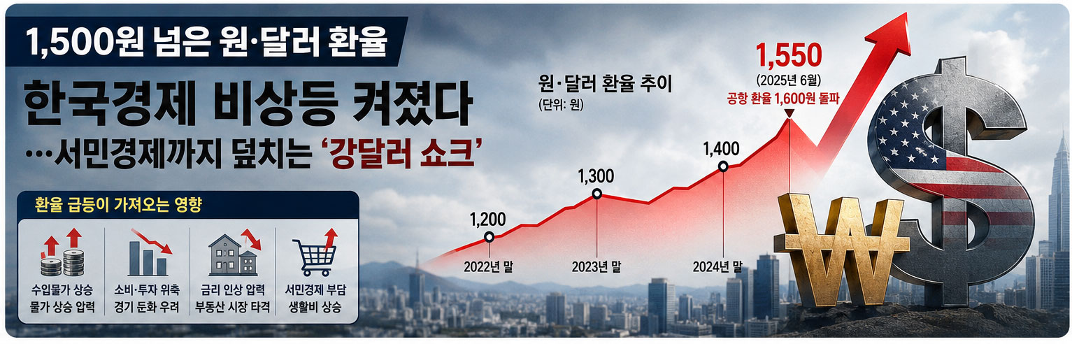 [경제칼럼] 1,550원 넘은 원·달러 환율, 한국경제 비상등, 서민경제까지 덮치는 ‘강달러 쇼크’